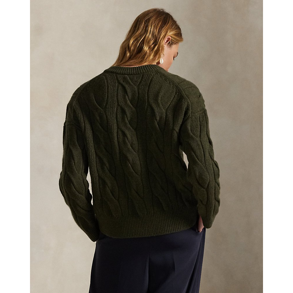 Women's 'Cable-Knit Wool-Cashmere V-Neck Sweater'