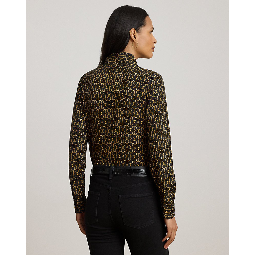 Women's 'Chain-Print Crepe Tie-Neck Blouse'