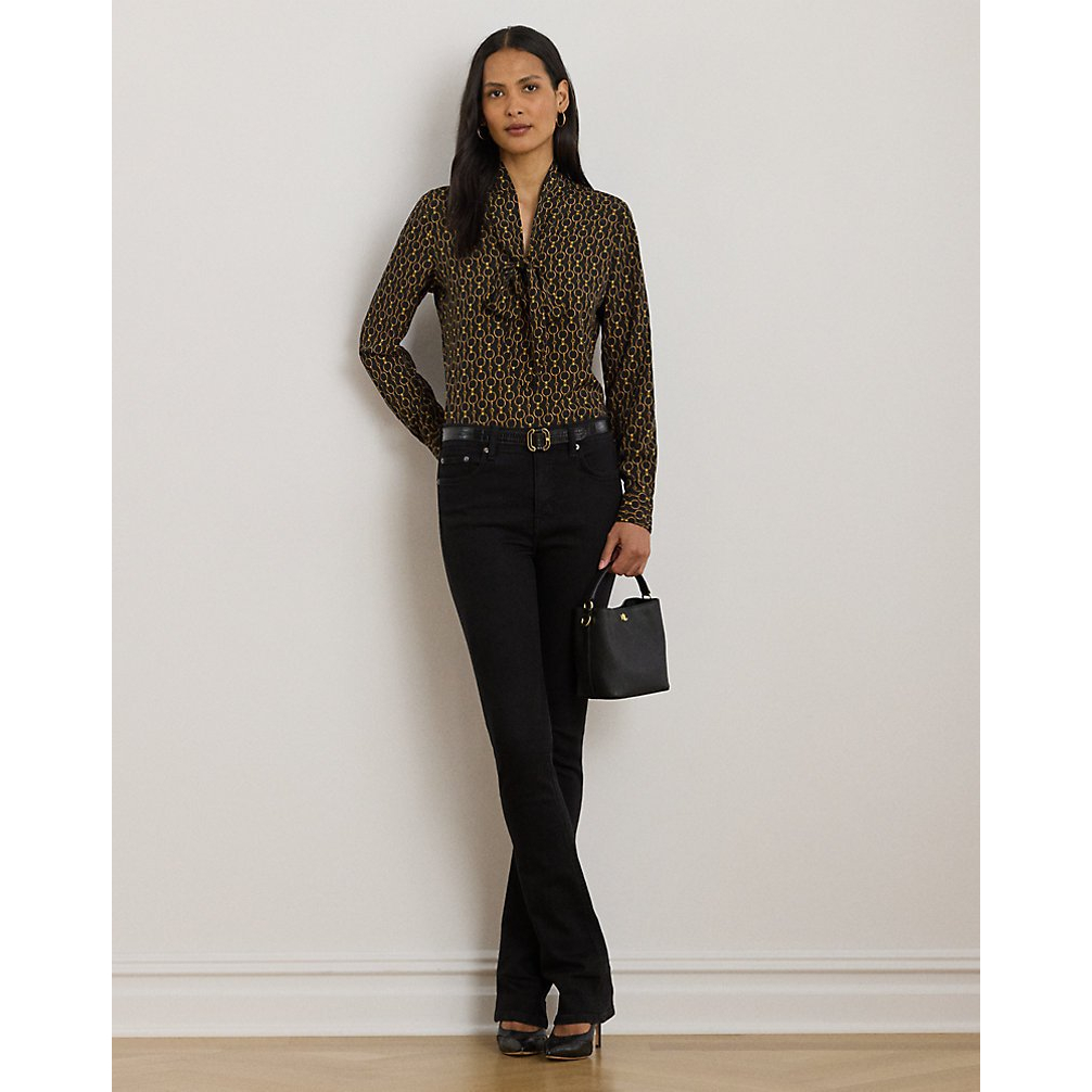 Women's 'Chain-Print Crepe Tie-Neck Blouse'