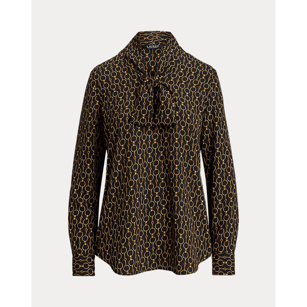 Women's 'Chain-Print Crepe Tie-Neck Blouse'