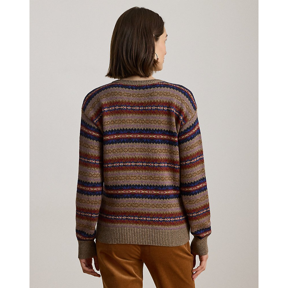 Women's 'Fair Isle Cotton-Linen V-Neck Sweater'