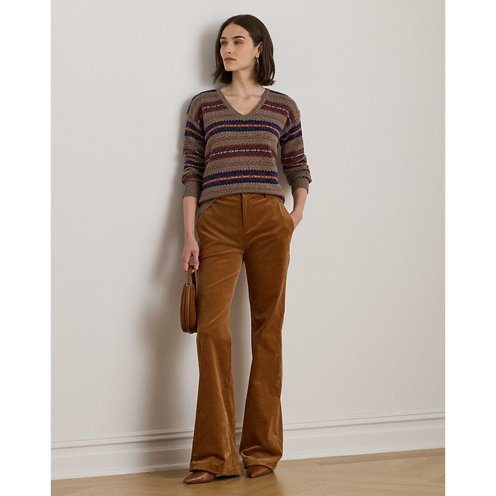 Women's 'Fair Isle Cotton-Linen V-Neck Sweater'