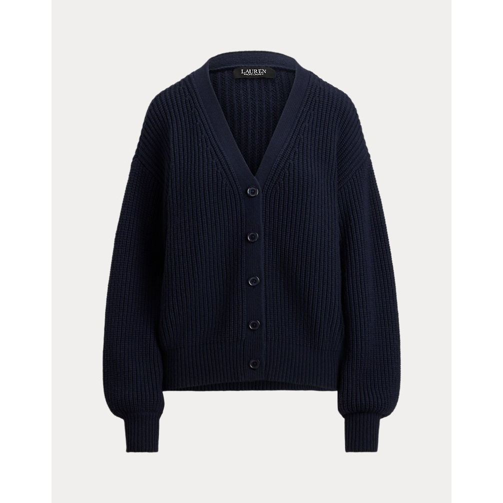 'Ribbed Wool-Blend V-Neck Cardigan' pour Femmes