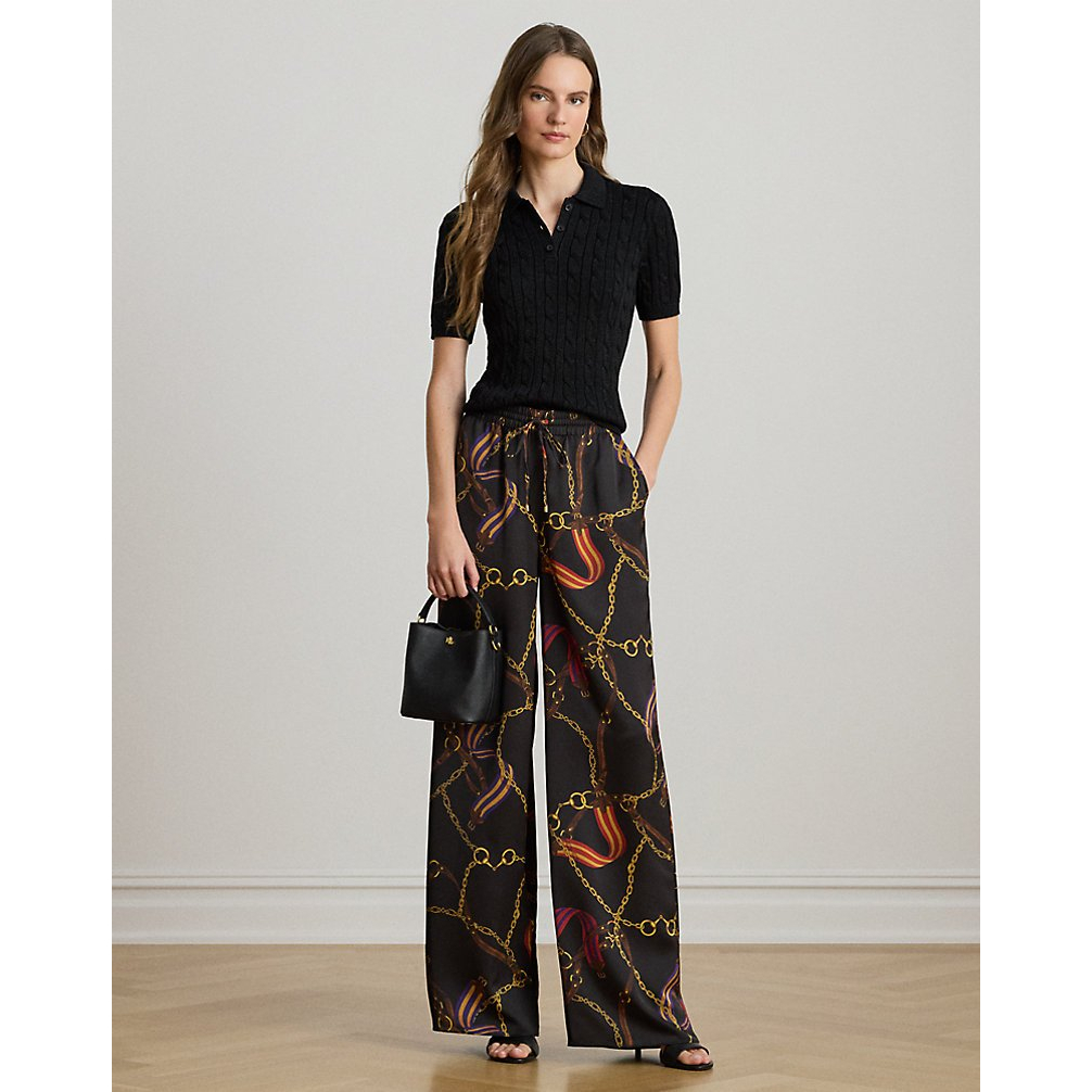 Women's 'Belting-Print Charmeuse Wide-Leg Pant'