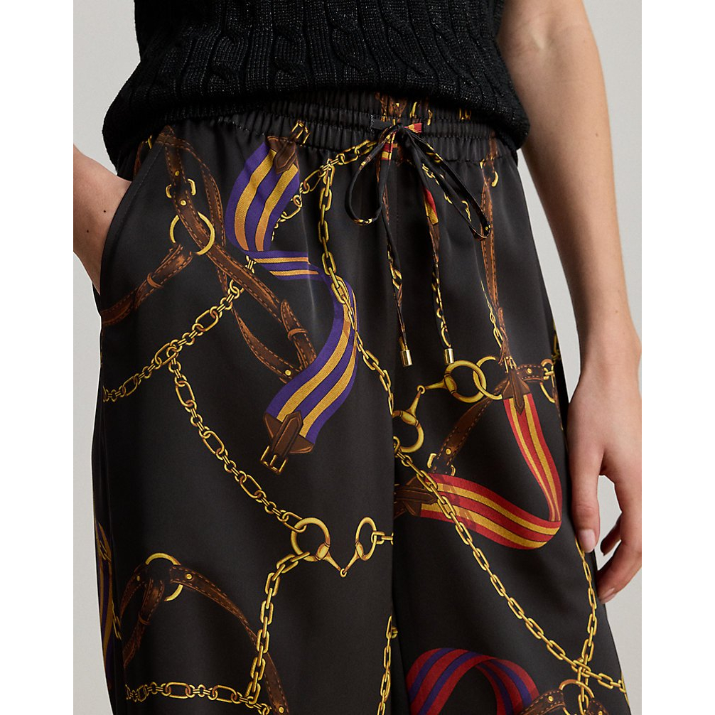 Women's 'Belting-Print Charmeuse Wide-Leg Pant'