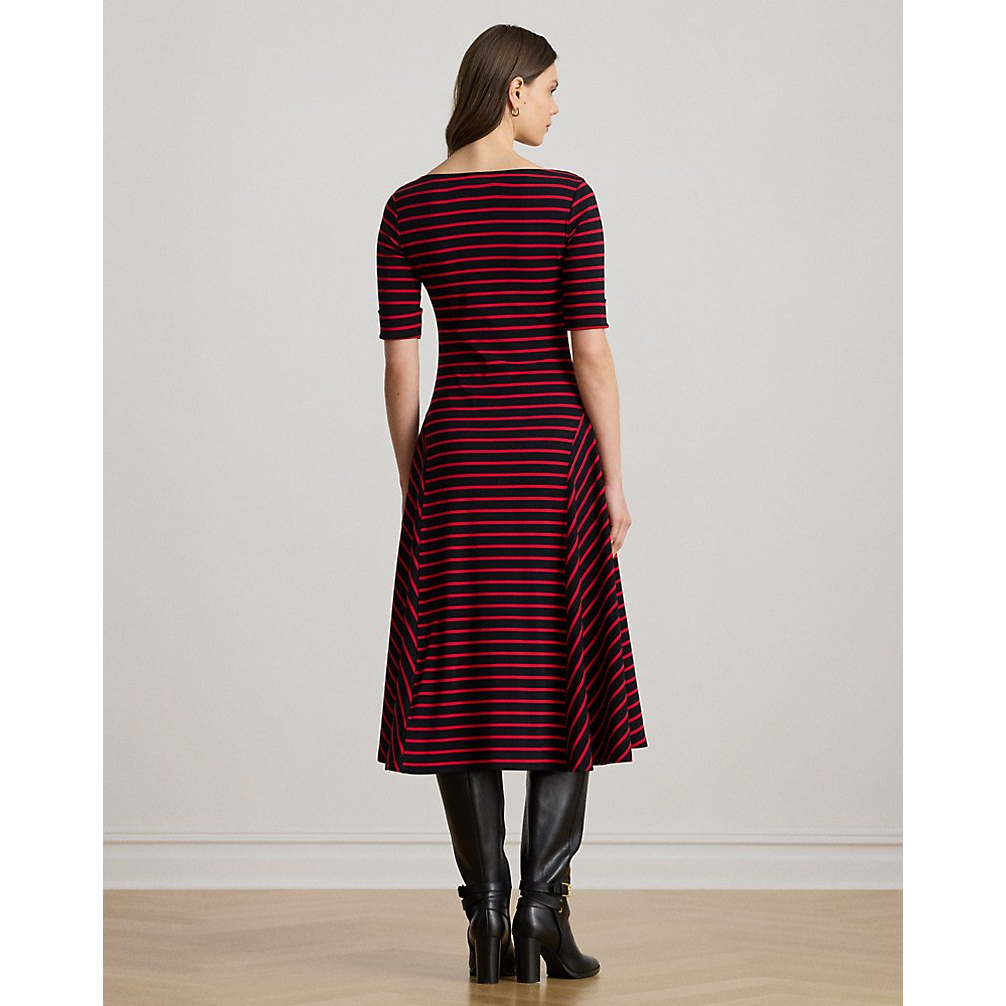 'Striped Stretch Cotton Midi Dress' pour Femmes