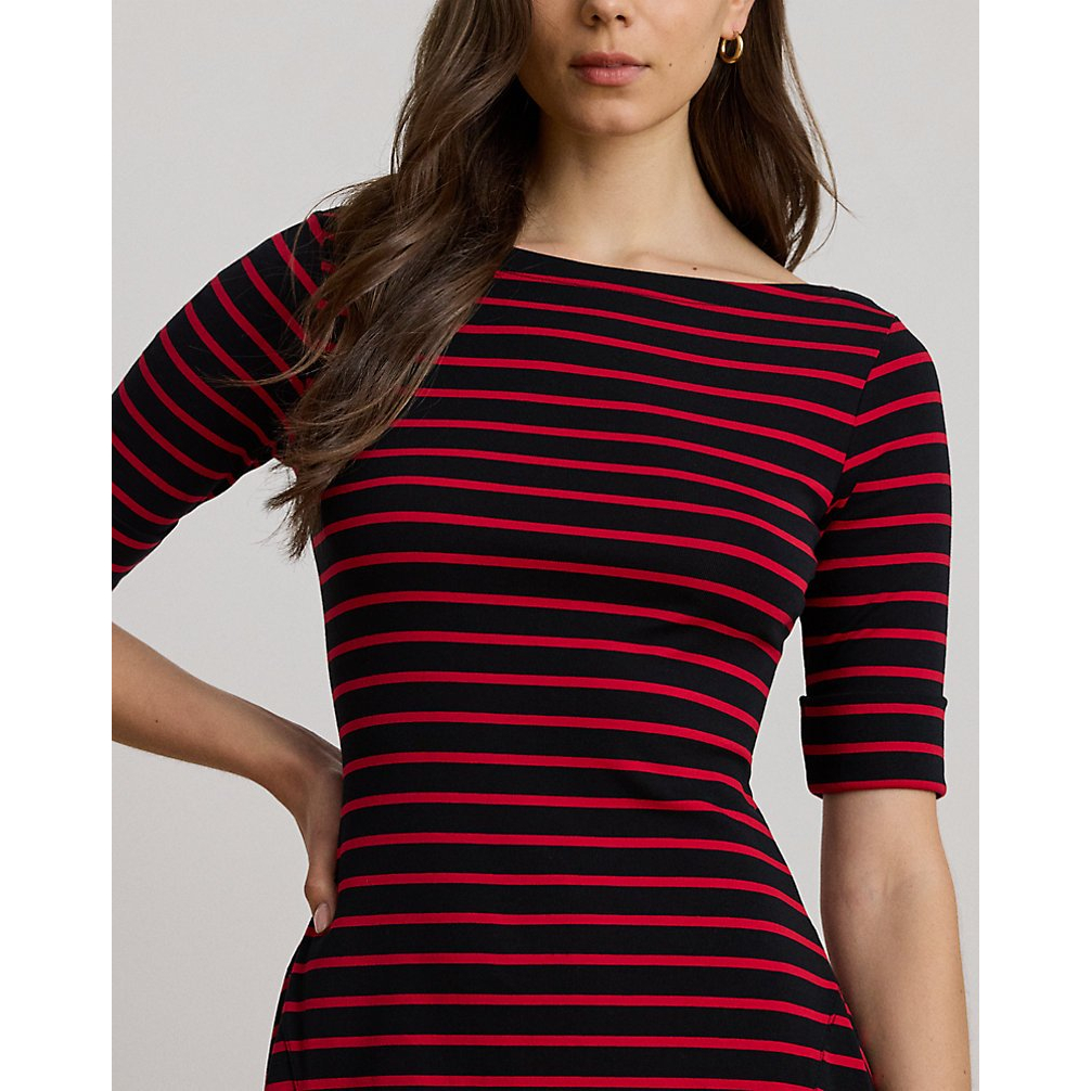 'Striped Stretch Cotton Midi Dress' pour Femmes