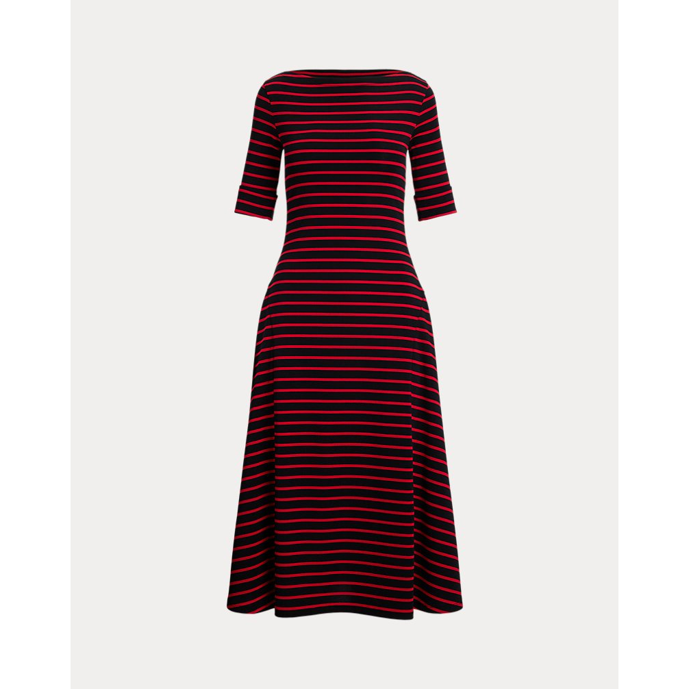 'Striped Stretch Cotton Midi Dress' pour Femmes