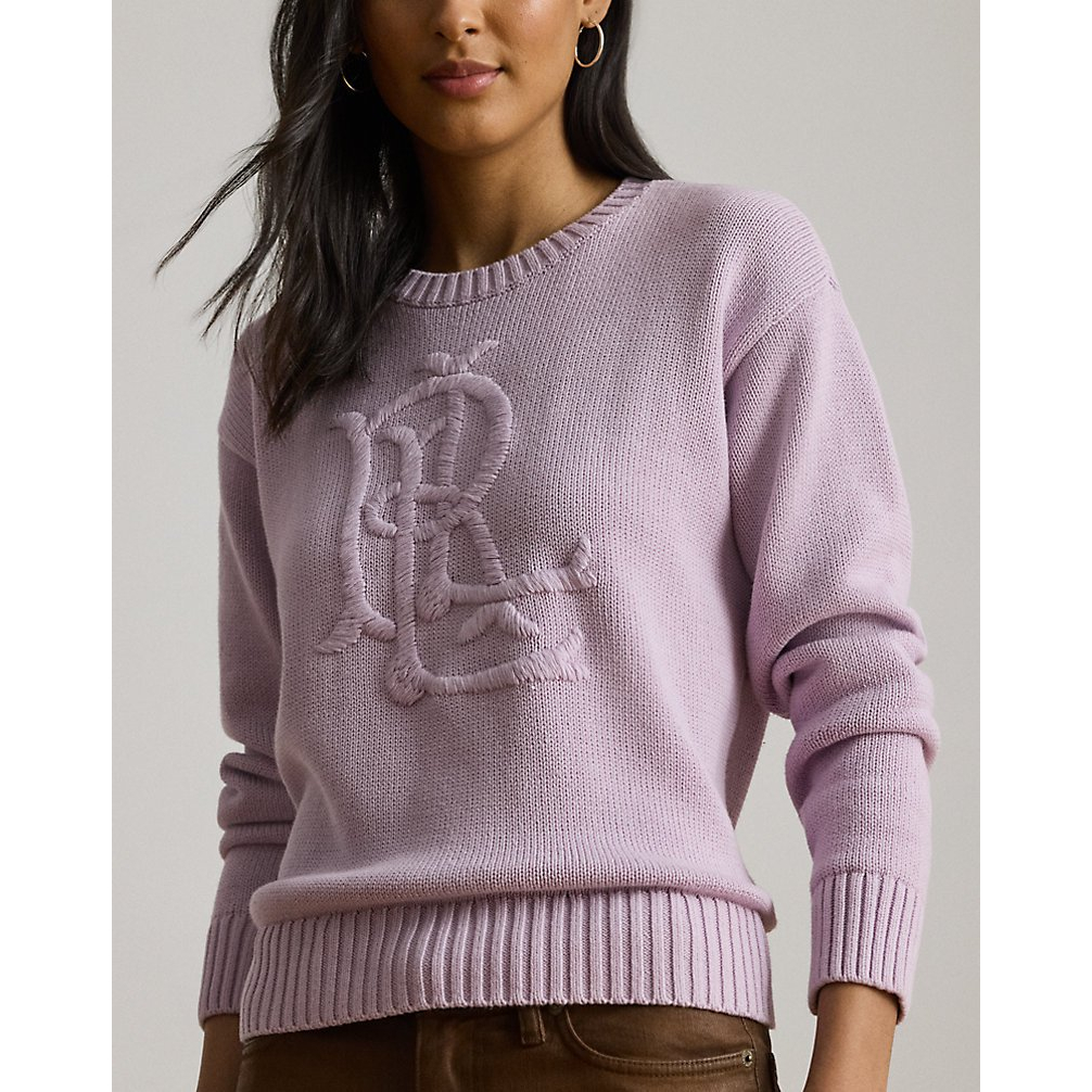 'Embroidered-Logo Combed Cotton Sweater' pour Femmes