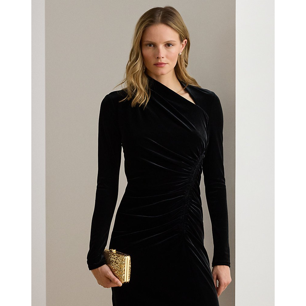 Women's 'Ruched Velvet Asymmetrical Dress'