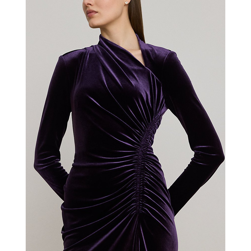 'Ruched Velvet Asymmetrical Dress' pour Femmes