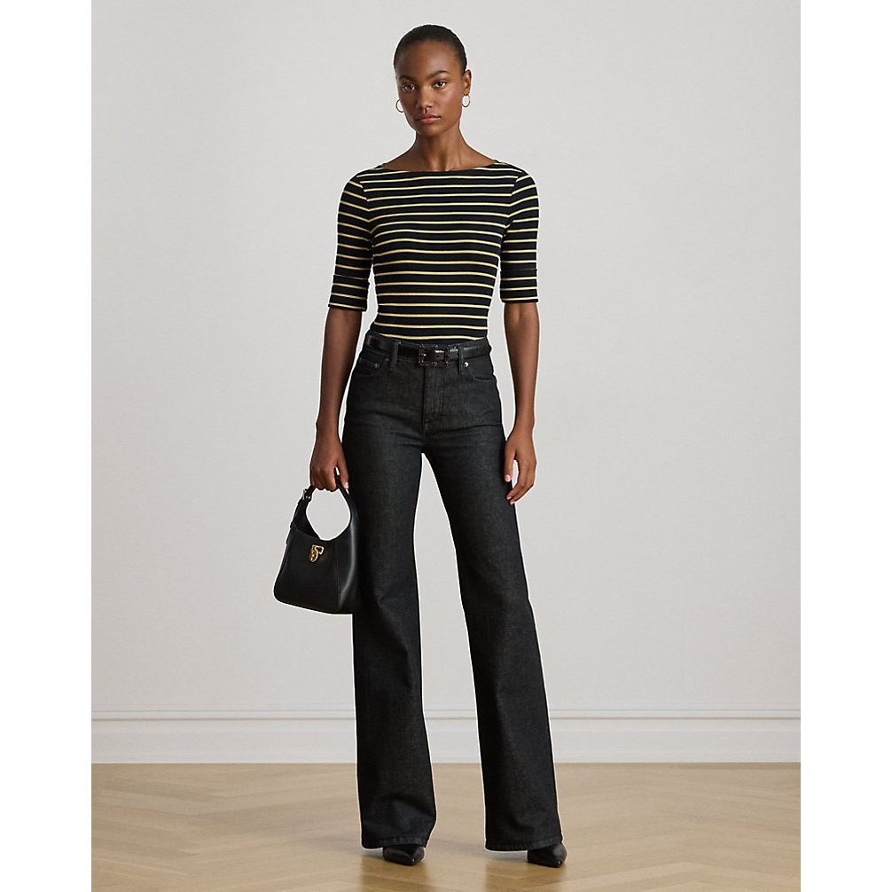 Women's 'Metallic Striped Boatneck Tee'