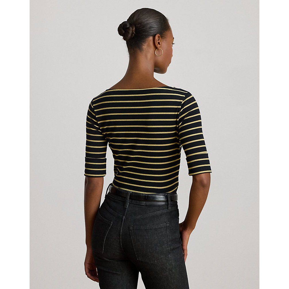 Women's 'Metallic Striped Boatneck Tee'
