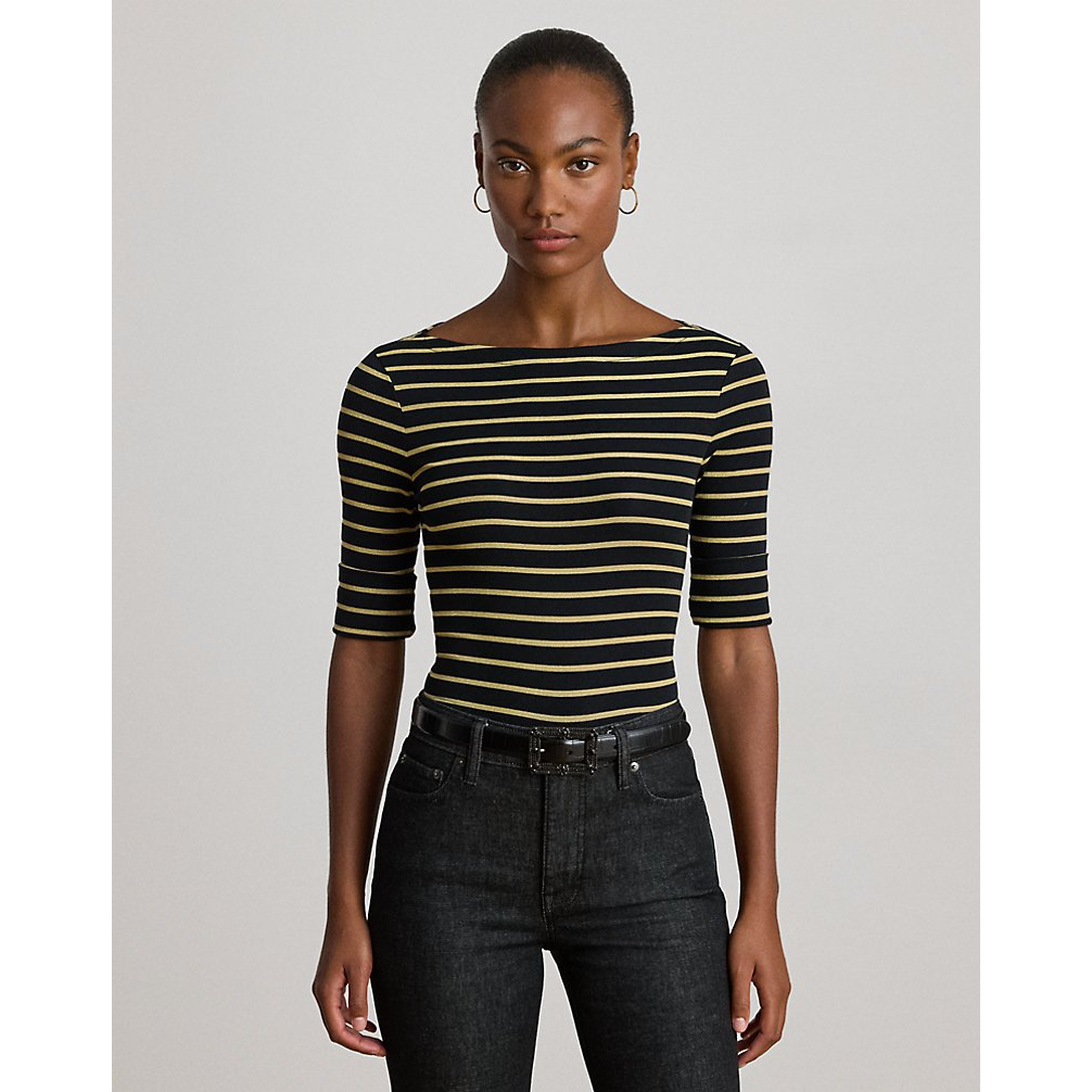 Women's 'Metallic Striped Boatneck Tee'