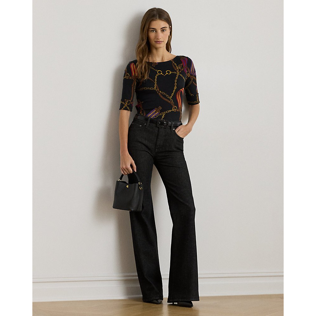 Women's 'Print Stretch Cotton Boatneck Tee'