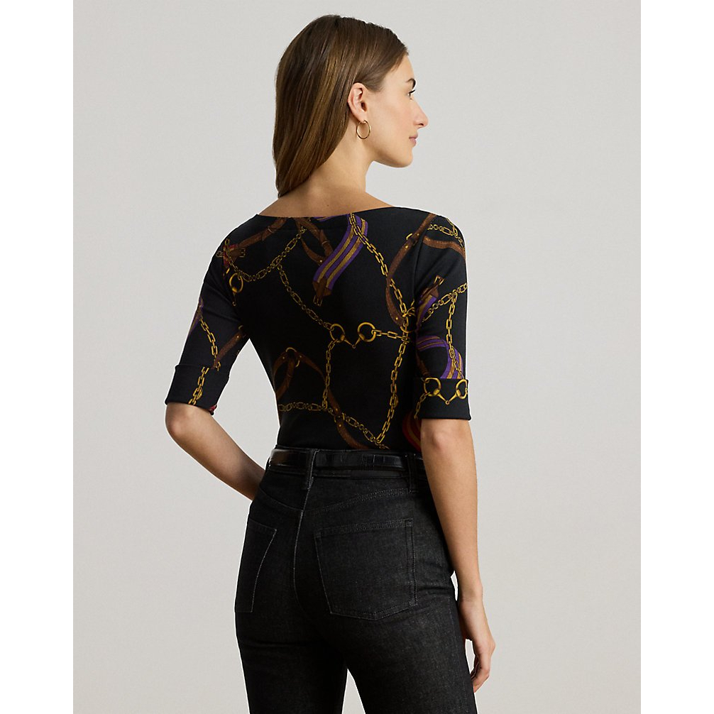 Women's 'Print Stretch Cotton Boatneck Tee'