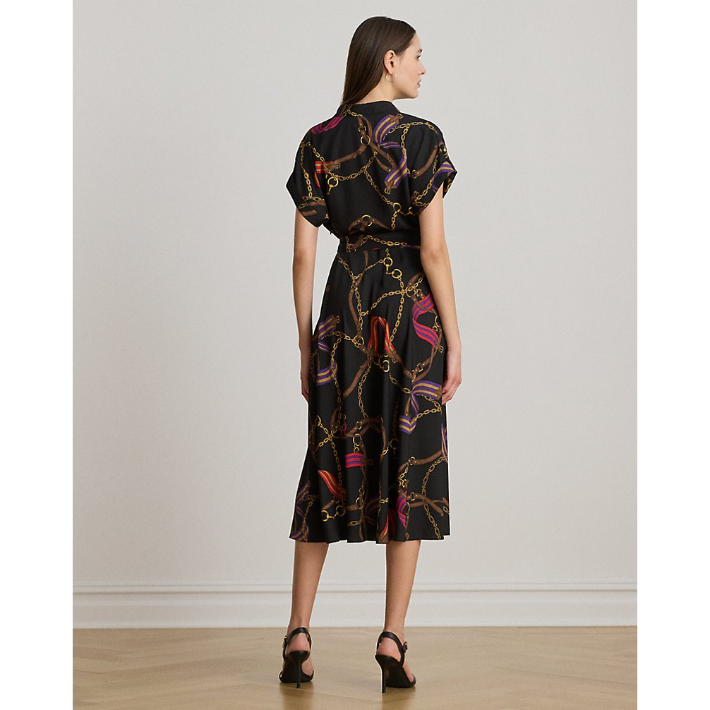 'Belting-Print Belted Crepe Dress' pour Femmes