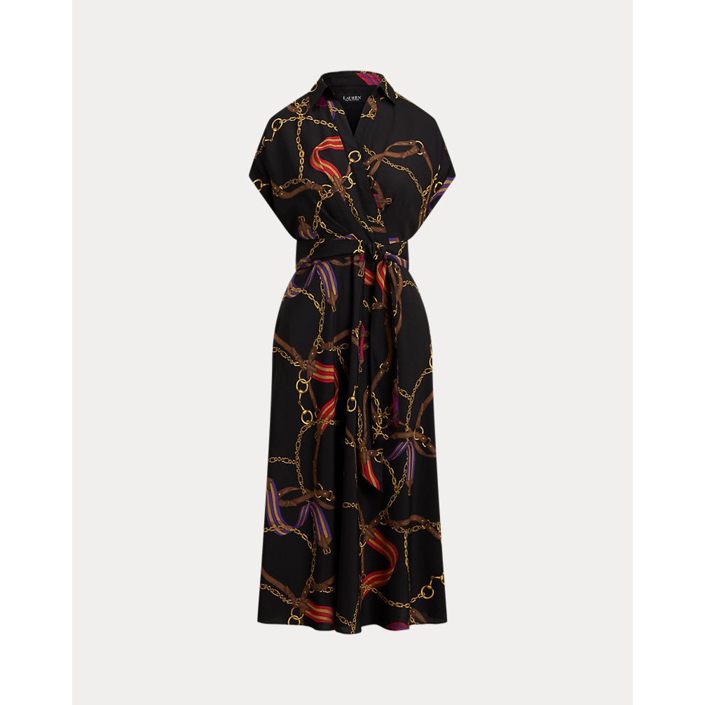 'Belting-Print Belted Crepe Dress' pour Femmes
