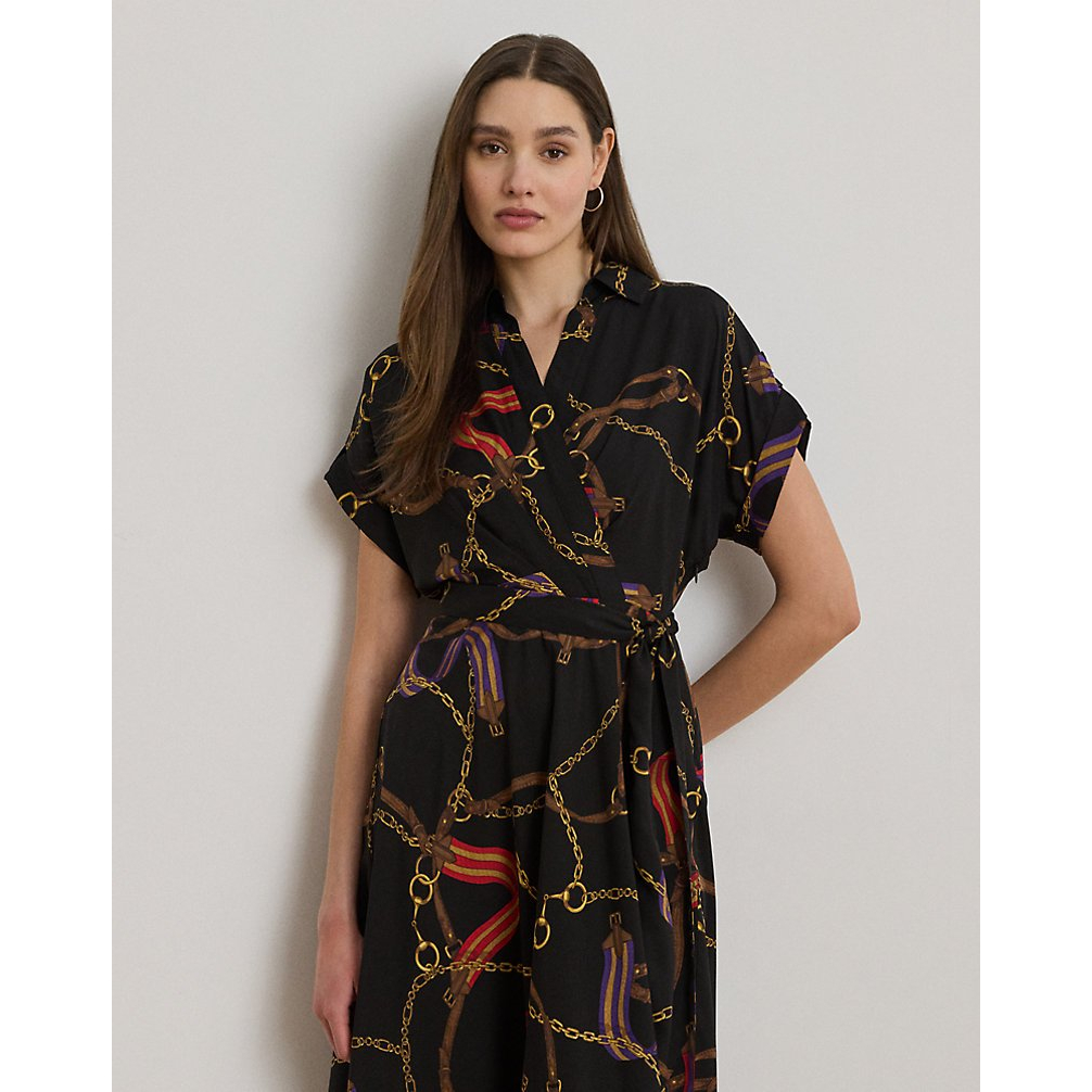 'Belting-Print Belted Crepe Dress' pour Femmes