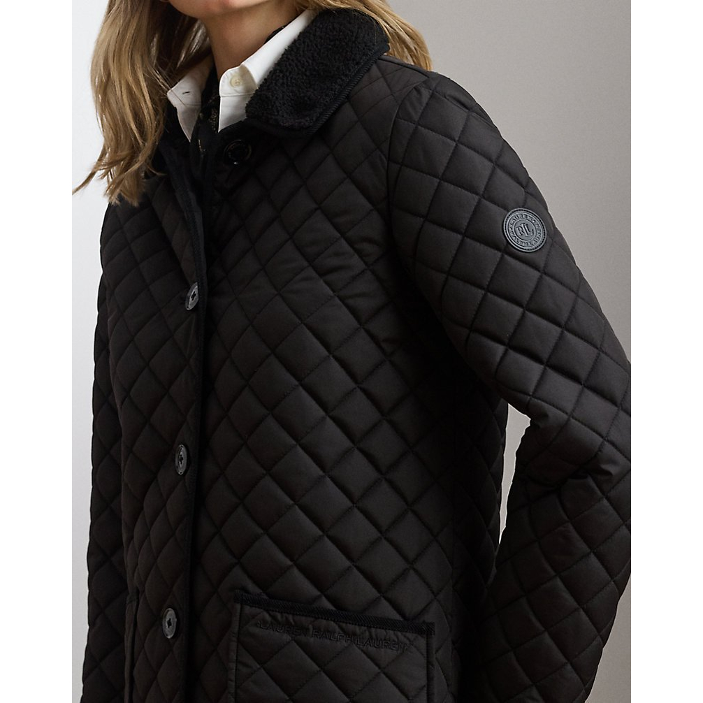 'Faux-Shearling-Trim Quilted Jacket' pour Femmes