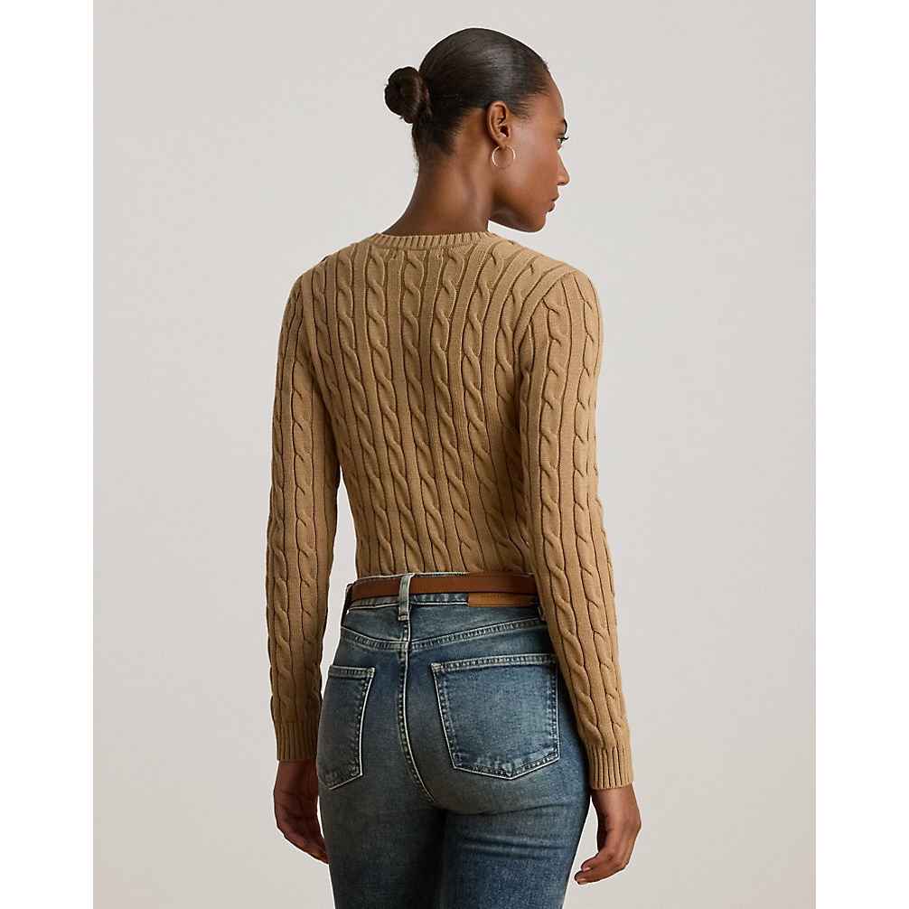 'Button-Trim Cable-Knit Cotton Sweater' pour Femmes