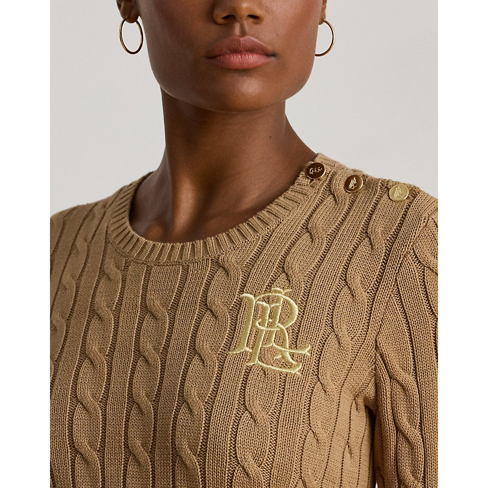 'Button-Trim Cable-Knit Cotton Sweater' pour Femmes