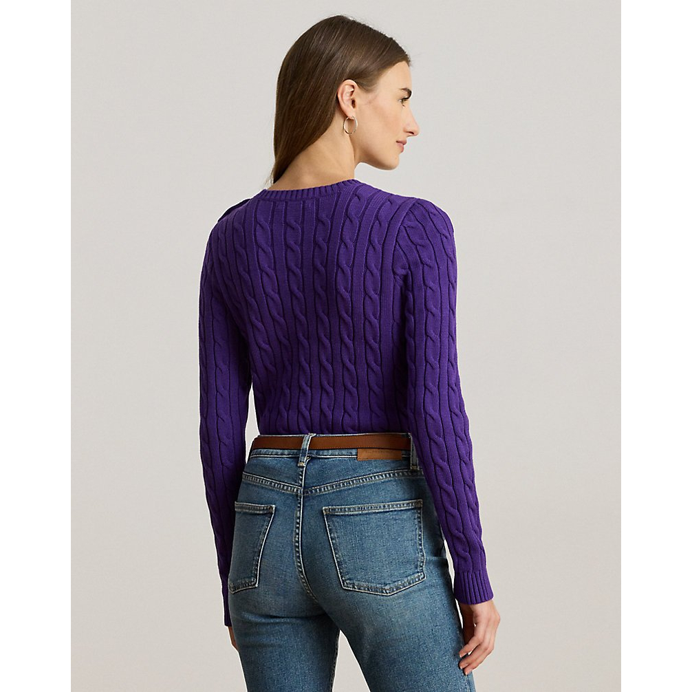 'Button-Trim Cable-Knit Cotton Sweater' pour Femmes