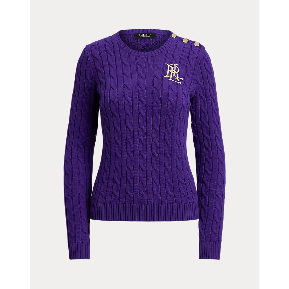 'Button-Trim Cable-Knit Cotton Sweater' pour Femmes