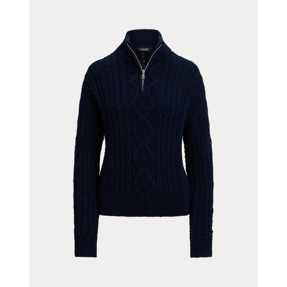 Women's 'Aran-Knit Cotton Quarter-Zip Pullover'