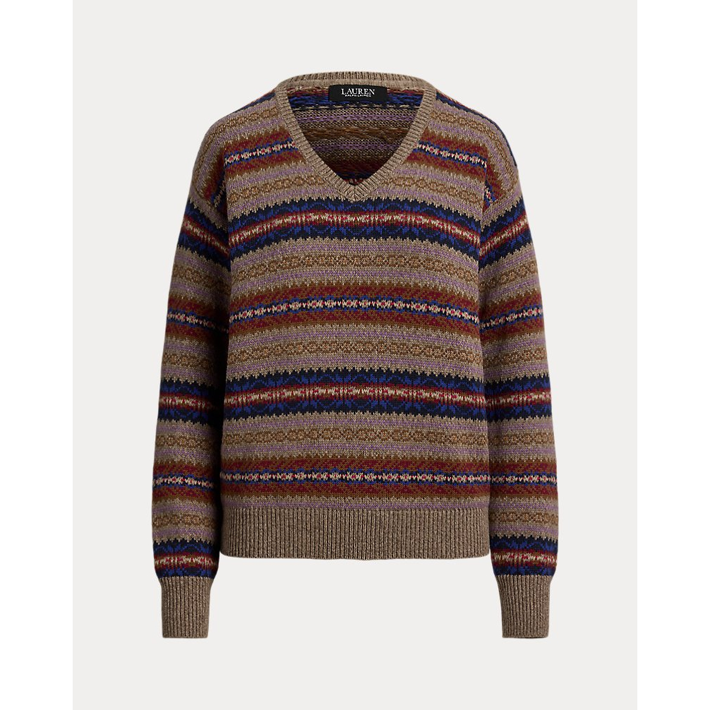 Women's 'Fair Isle Cotton-Linen V-Neck Sweater'