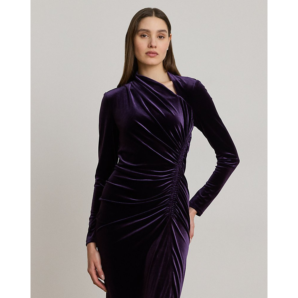 'Ruched Velvet Asymmetrical Dress' pour Femmes