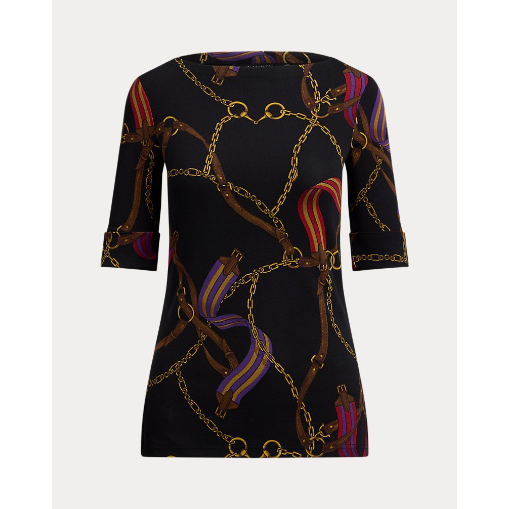 Women's 'Print Stretch Cotton Boatneck Tee'