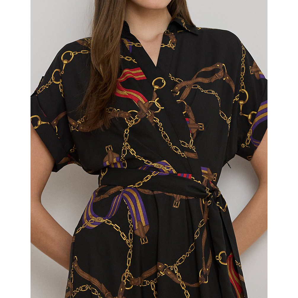 'Belting-Print Belted Crepe Dress' pour Femmes