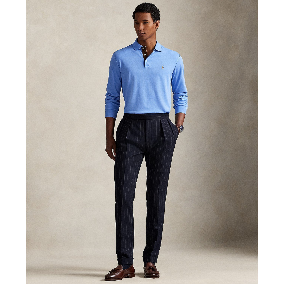 Men's 'Classic-Fit Long Sleeve Soft Cotton Polo Shirt'