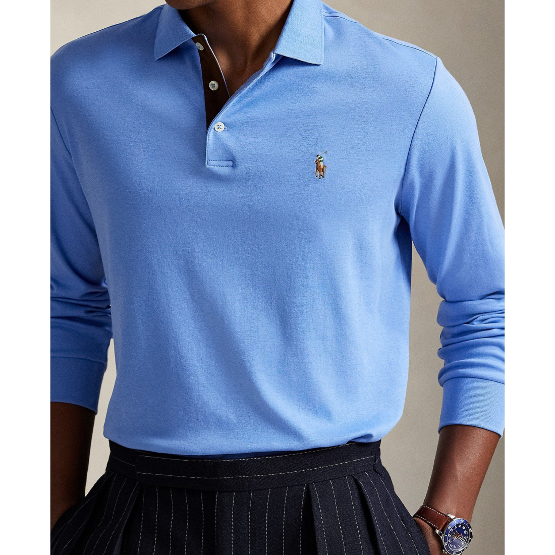 Men's 'Classic-Fit Long Sleeve Soft Cotton Polo Shirt'