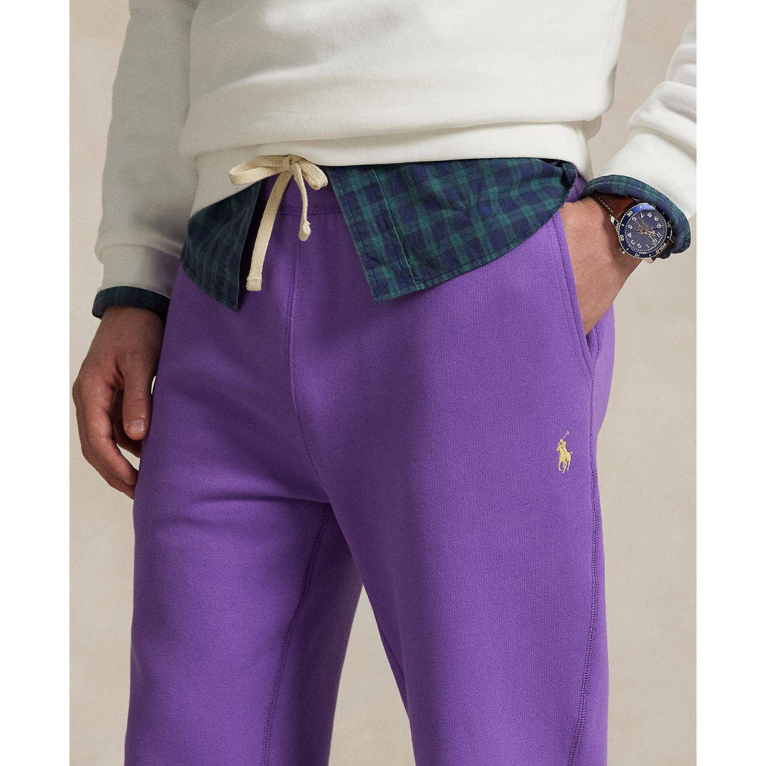 'Cotton-Blend-Fleece Pants' pour Hommes