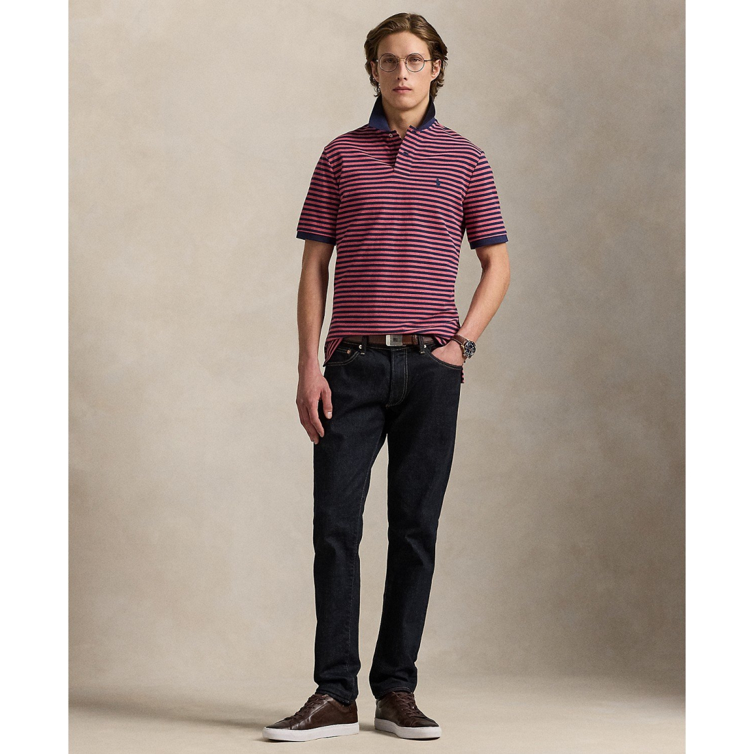'Classic-Fit Striped Mesh Polo Shirt' pour Hommes