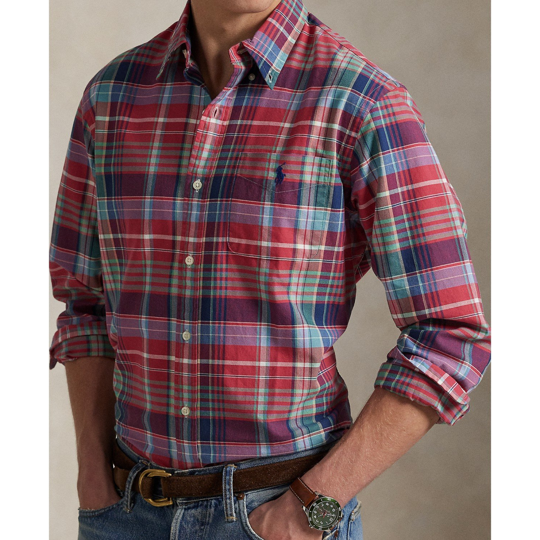 Men's 'Classic-Fit Plaid Oxford Shirt'