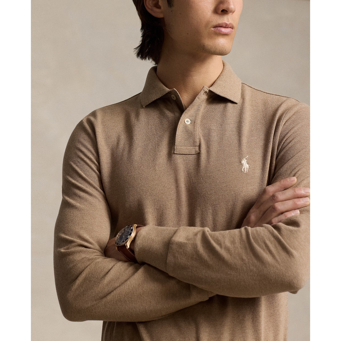 'Classic Fit Long Sleeve Mesh Polo' pour Hommes