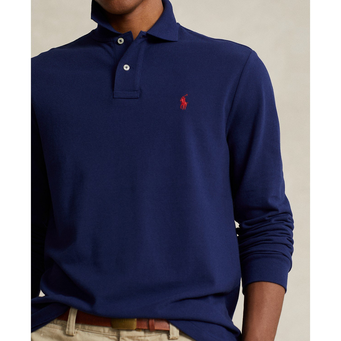 'Classic Fit Long Sleeve Mesh Polo' pour Hommes