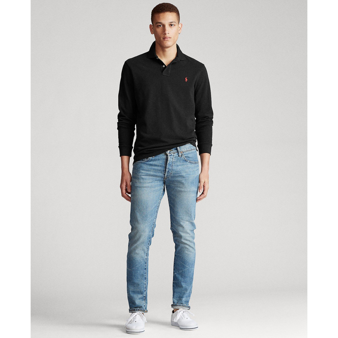 'Classic Fit Long Sleeve Mesh Polo' pour Hommes