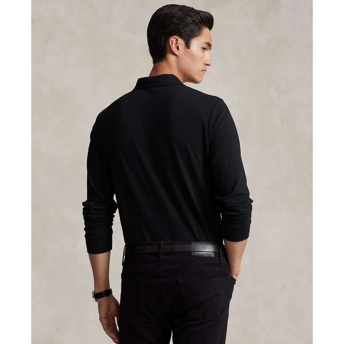 'Classic Fit Long Sleeve Mesh Polo' pour Hommes