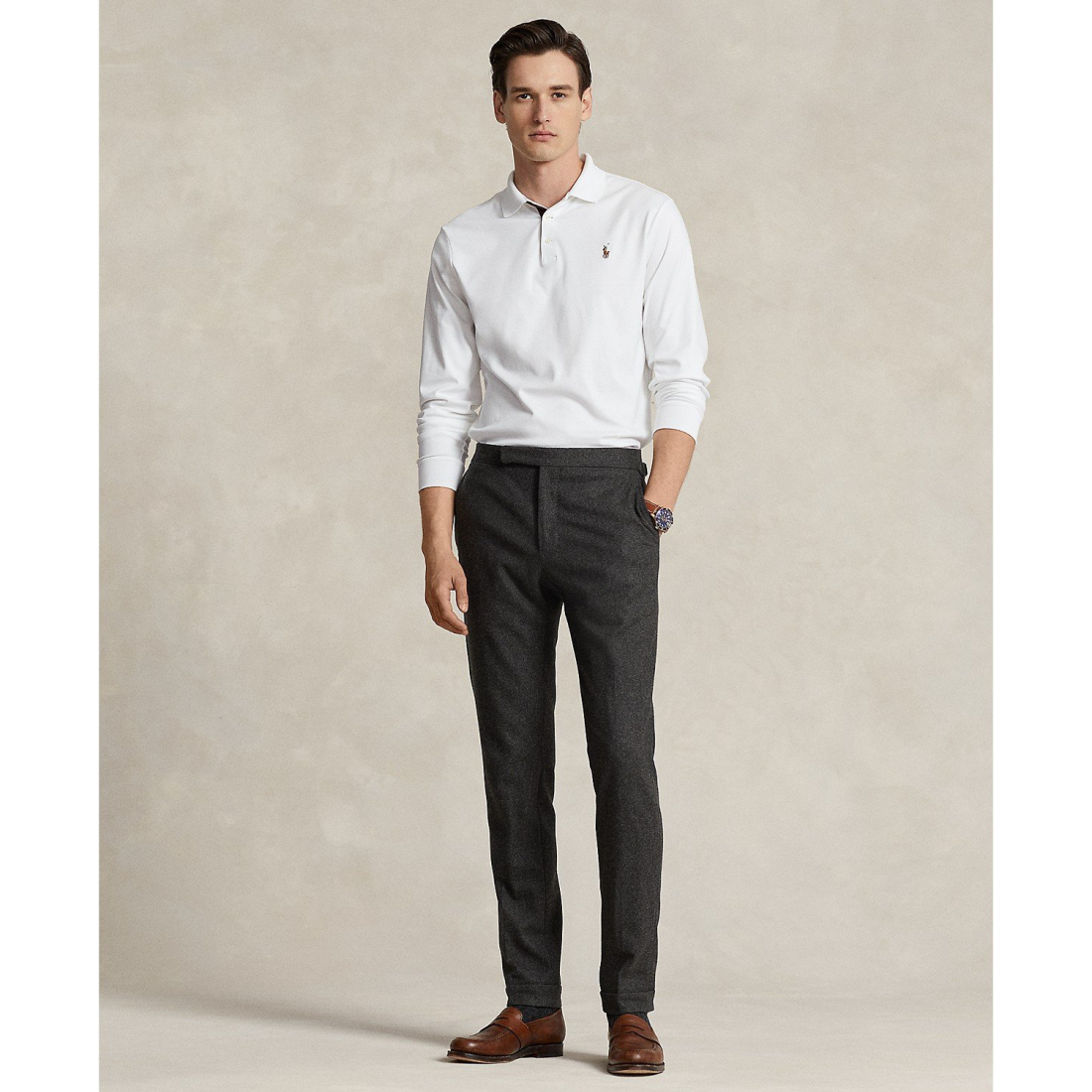 Men's 'Classic-Fit Long Sleeve Soft Cotton Polo Shirt'