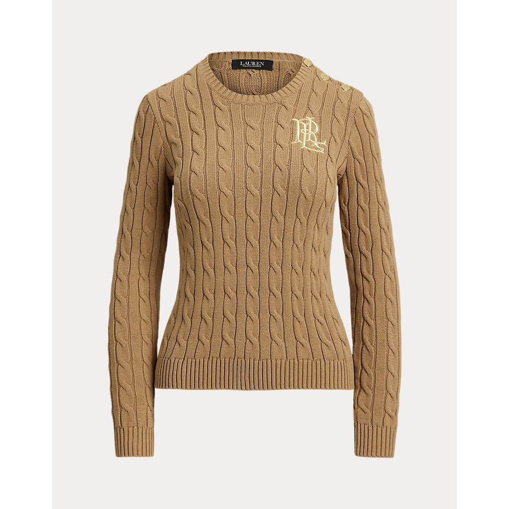 'Button-Trim Cable-Knit Cotton Sweater' pour Femmes