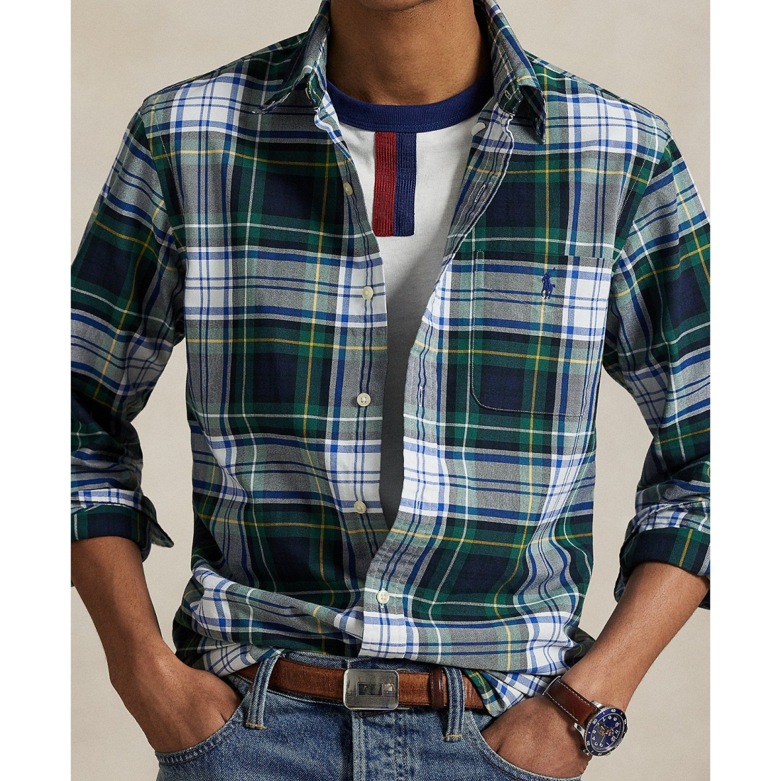 Men's 'Classic-Fit Plaid Oxford Shirt'