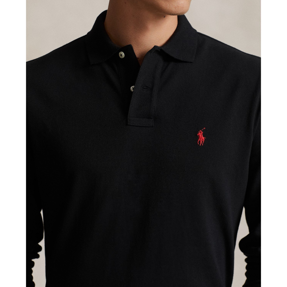 'Classic Fit Long Sleeve Mesh Polo' pour Hommes