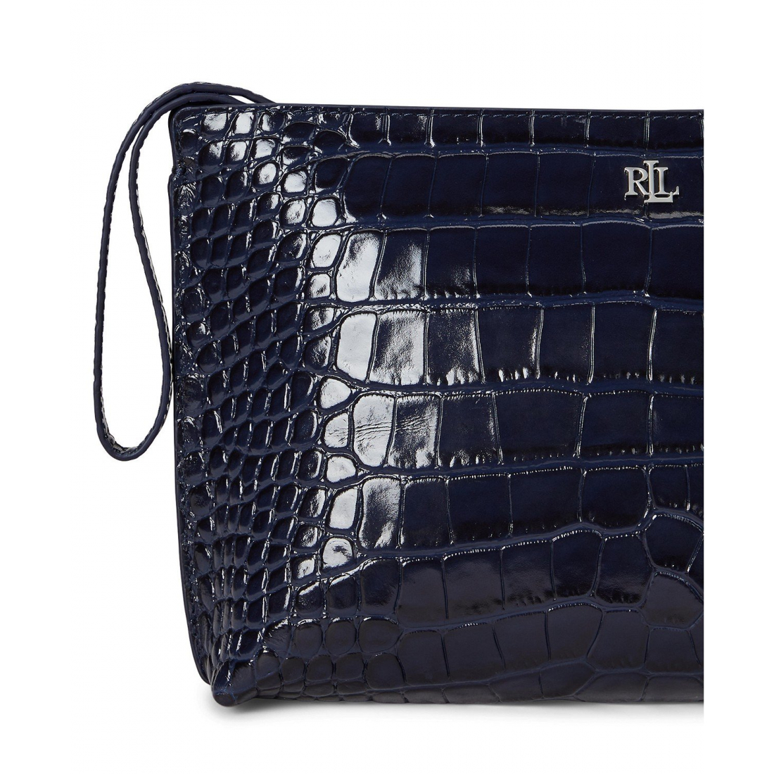 Women's 'Crocodile-Embossed Leather Zipper Pouch'