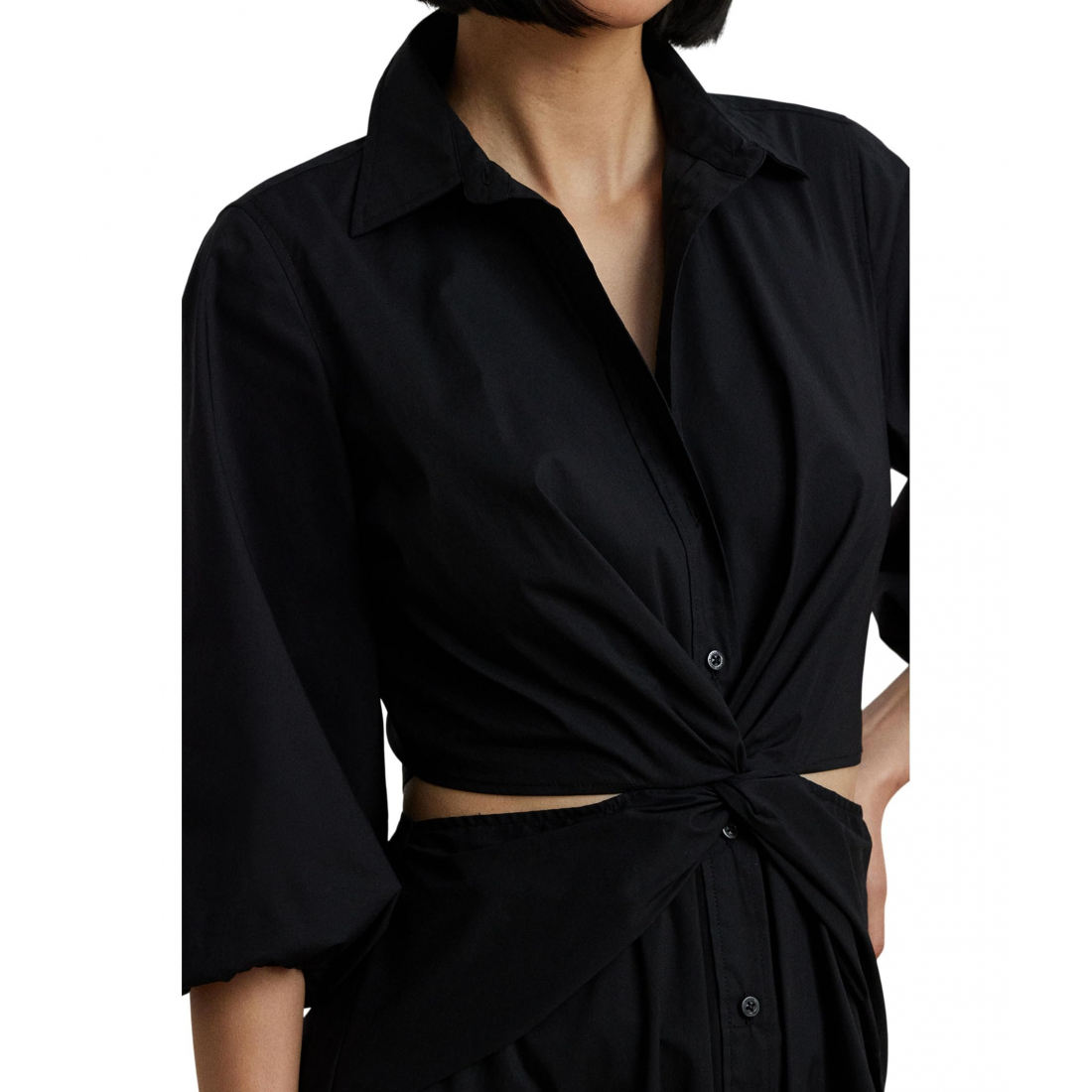 'Cotton Blend Bubble Sleeve Shirtdress' pour Femmes