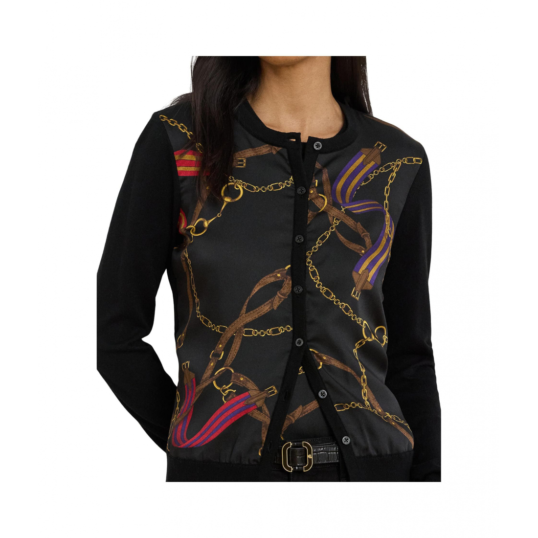 Women's 'Belting-Print Cotton-Blend Cardigan'