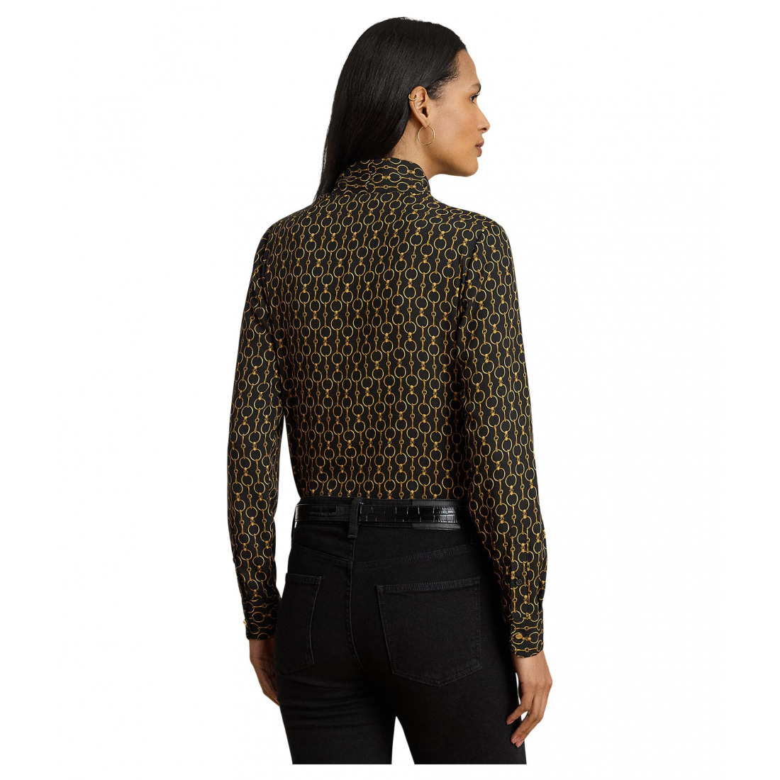 Women's 'Chain-Print Crepe Tie Neck Blouse'